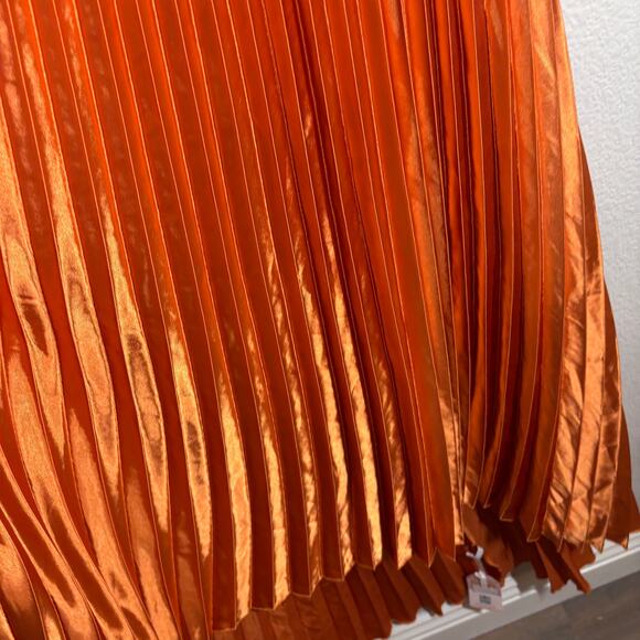 Sunfere Size Large Novia Halter Neck Pleated Maxi Dress Burnt Orange Sleeveless - Picture 5 of 9